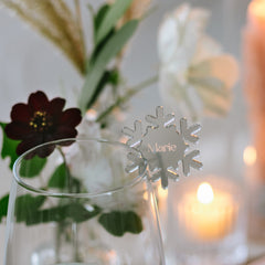 Love Christmas | Glasmarkierer & Platzkarte Schneeflocke - Weihnachtsfeier