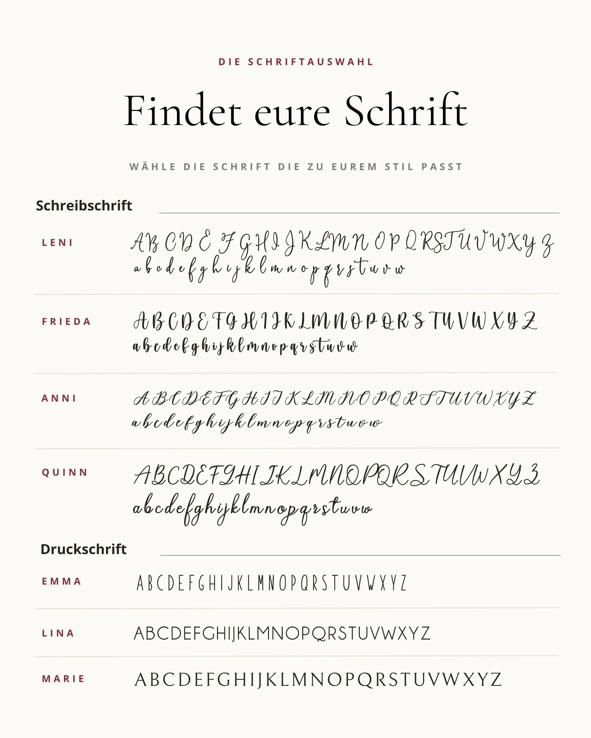 Schriftarten Lines
