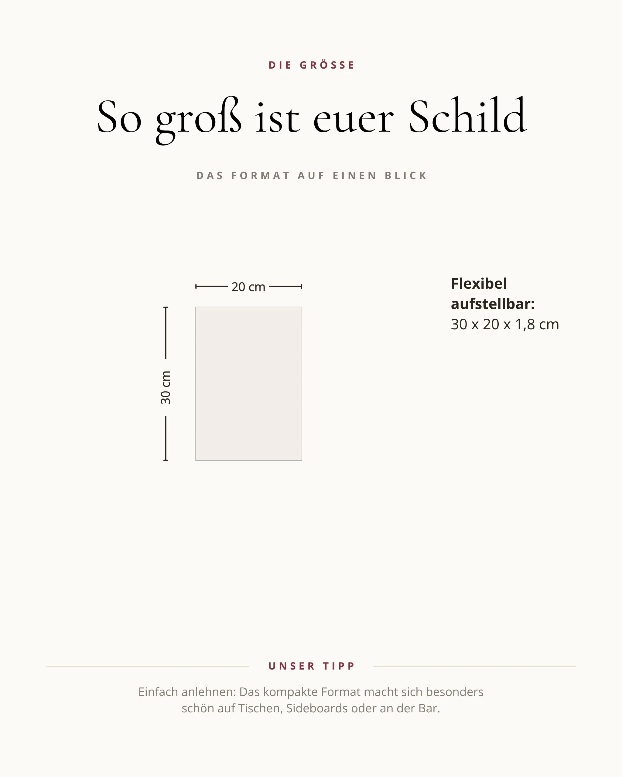 Leimholz Schild Größen