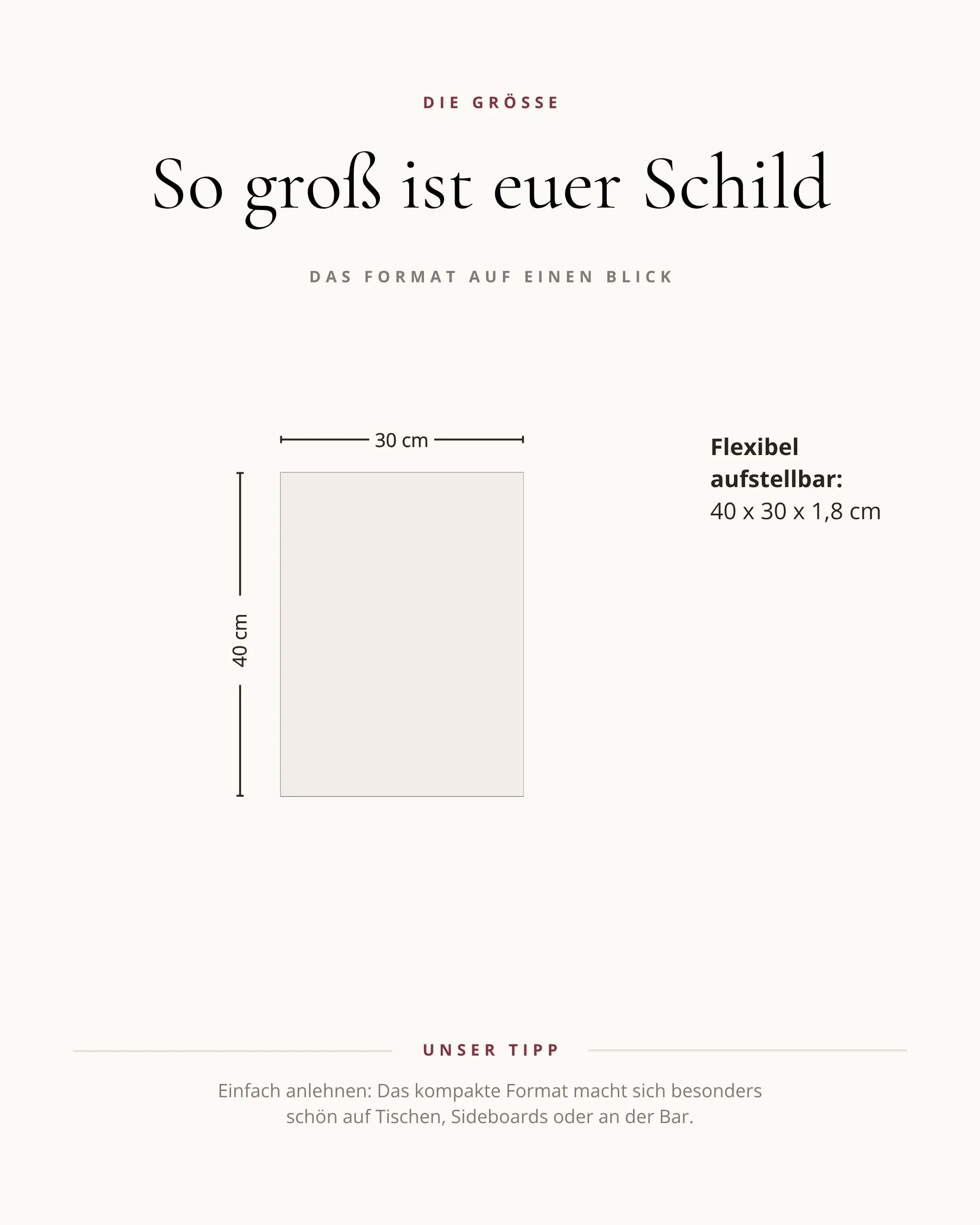 Leimholz Schild Größen