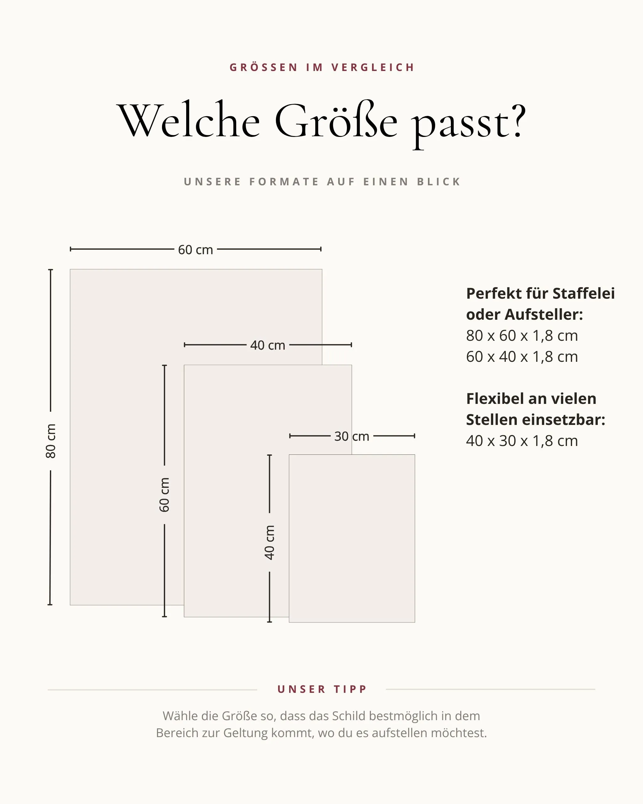 Leimholz Schild Größen