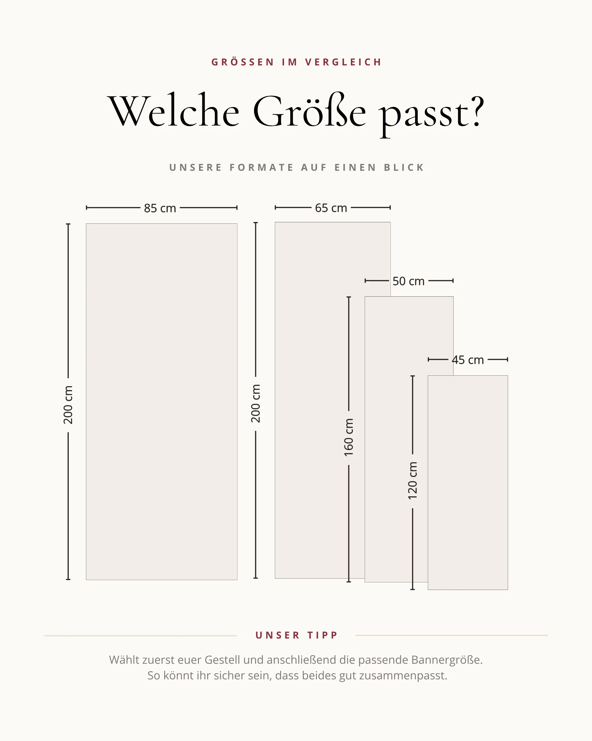 Stoff Banner Größen