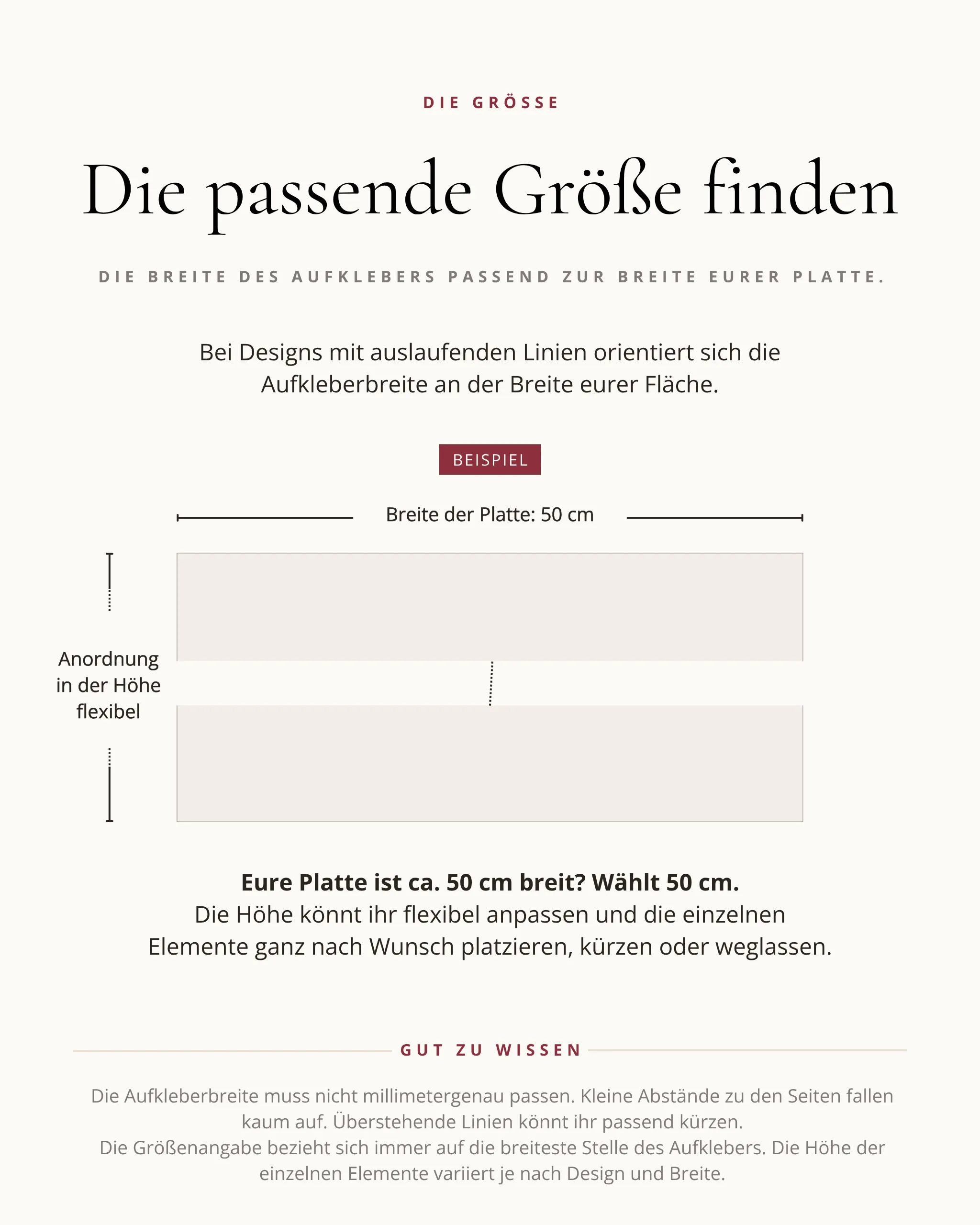 Aufkleber Größen Ende zu Ende Designs