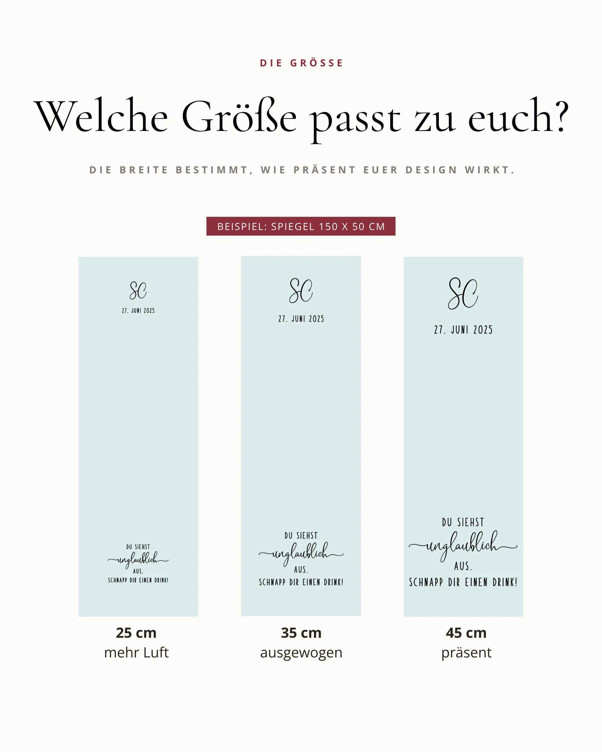 Größenvarianten Selfie-Spiegel Lines