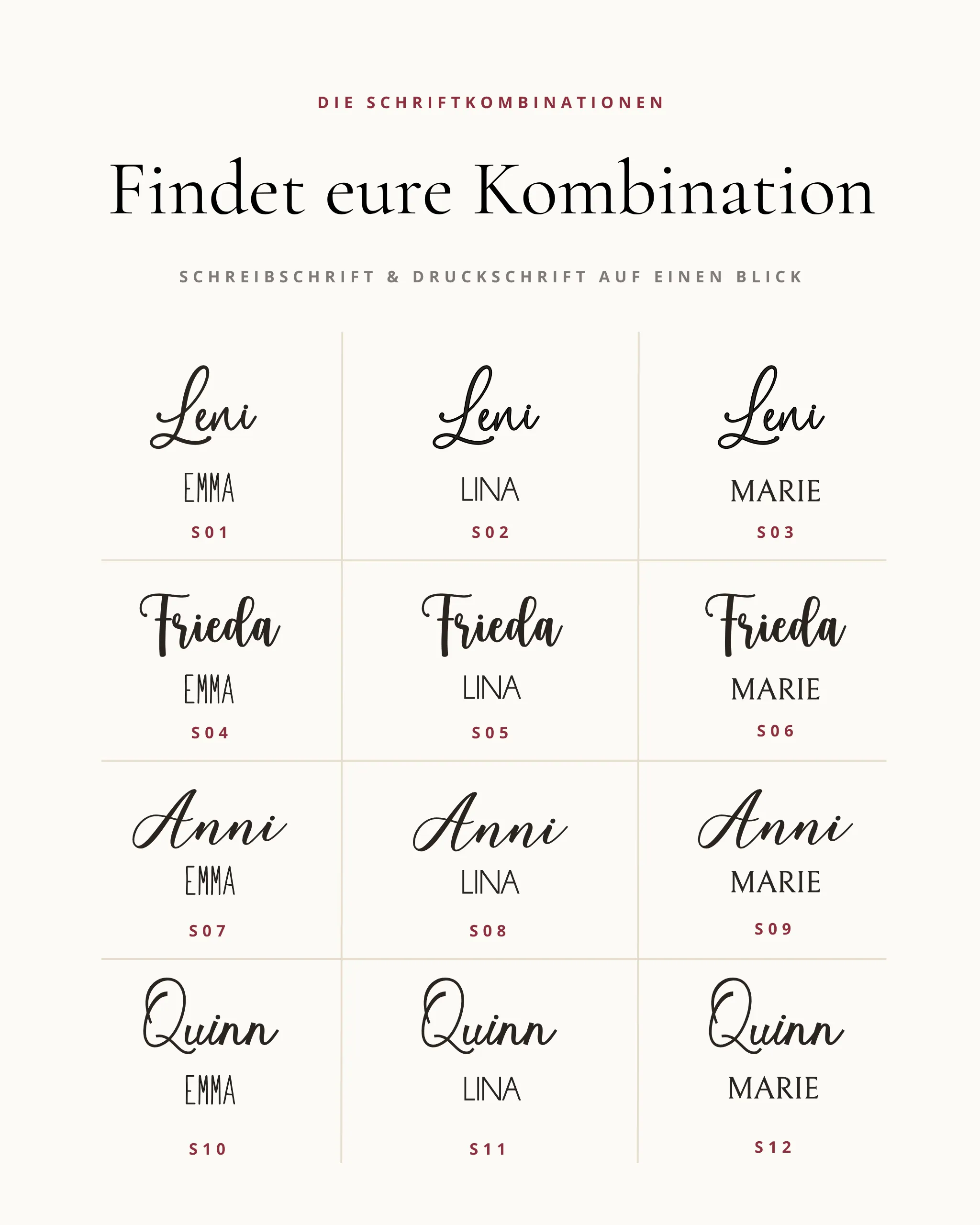 Schriftarten Lines Kombinationen