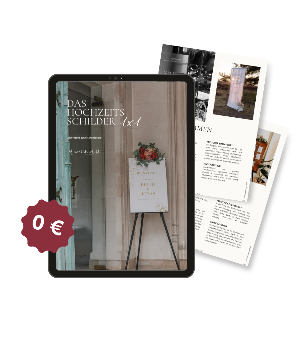 schildverliebt-hochzeitsschilder-1x1-uebersicht-checkliste Guide-Cover / Stimmungsbild