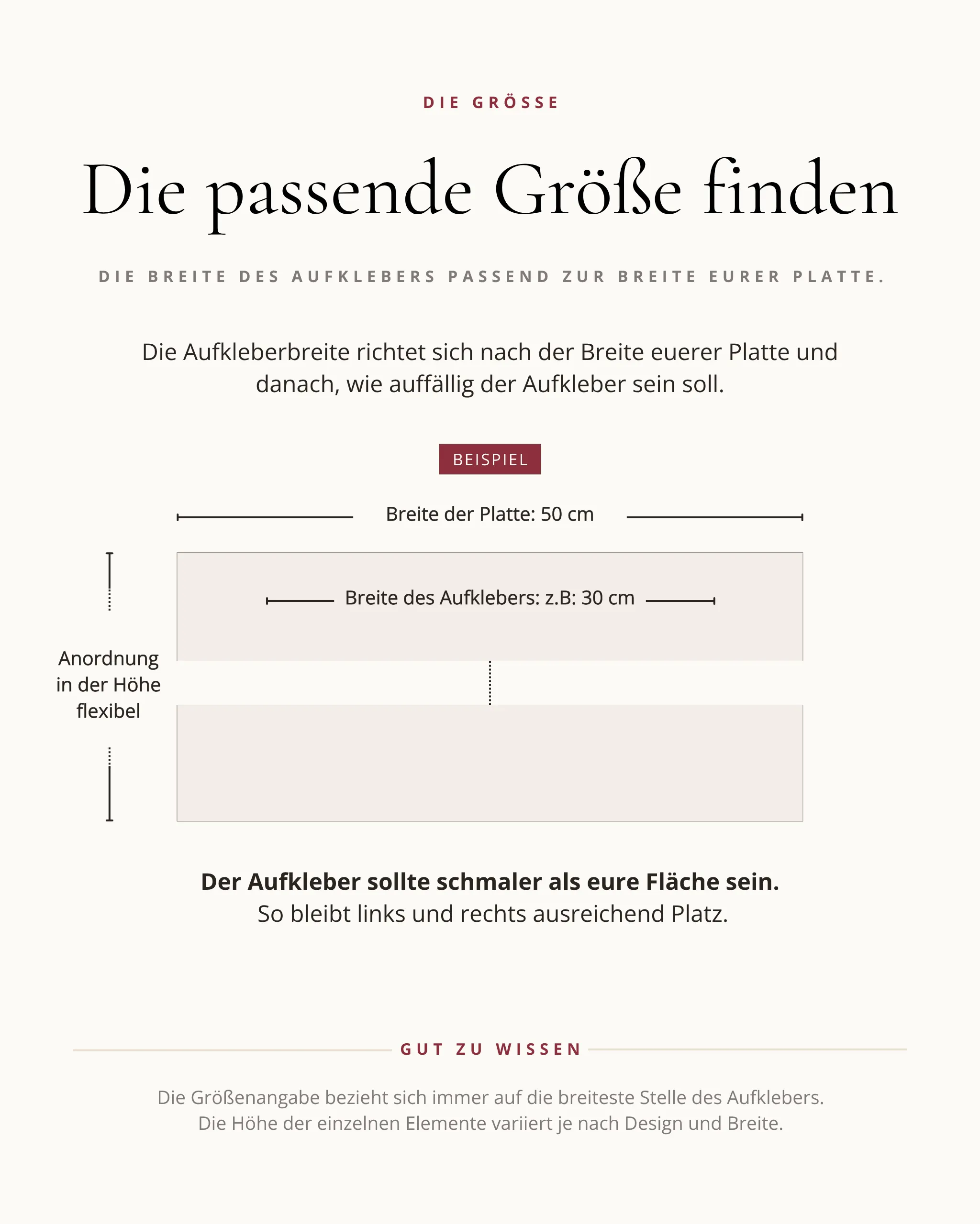 Aufkleber Größen