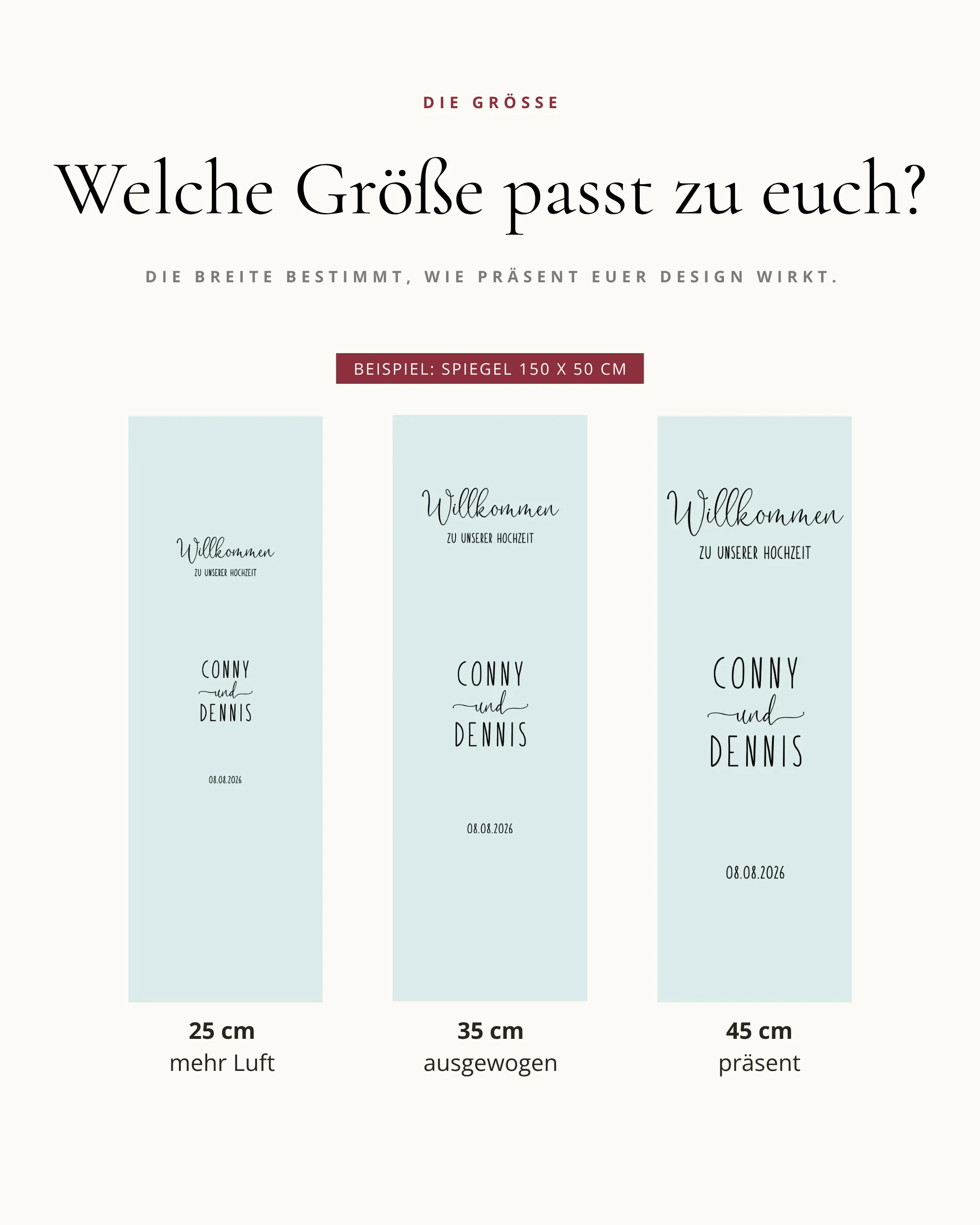 Größenvarianten Willkommen für Spiegel 2 Lines