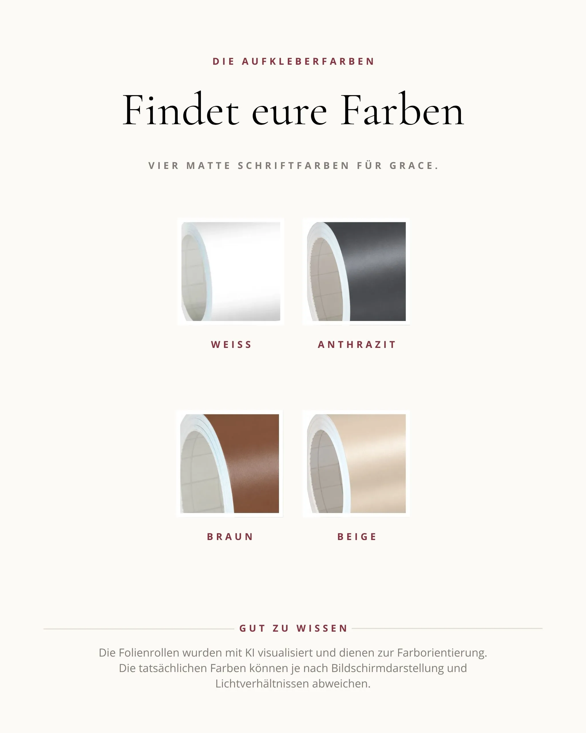 Grace Vinylfarben für Aufkleber