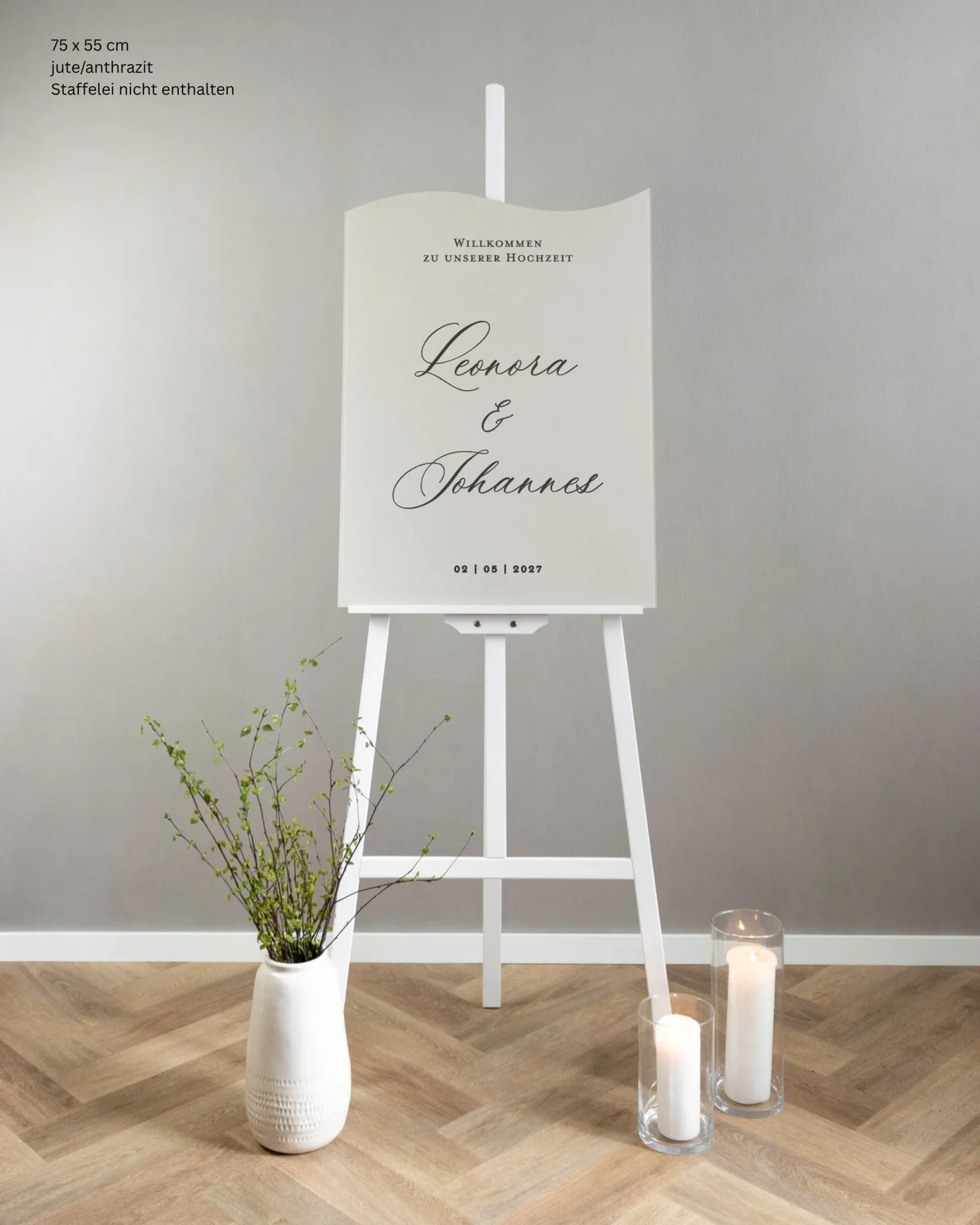 artikel-grace-willkommen-hoch-acryl Grace Willkommensschild aus Acryl im Hochformat mit Schreibschrift und Druckschrift