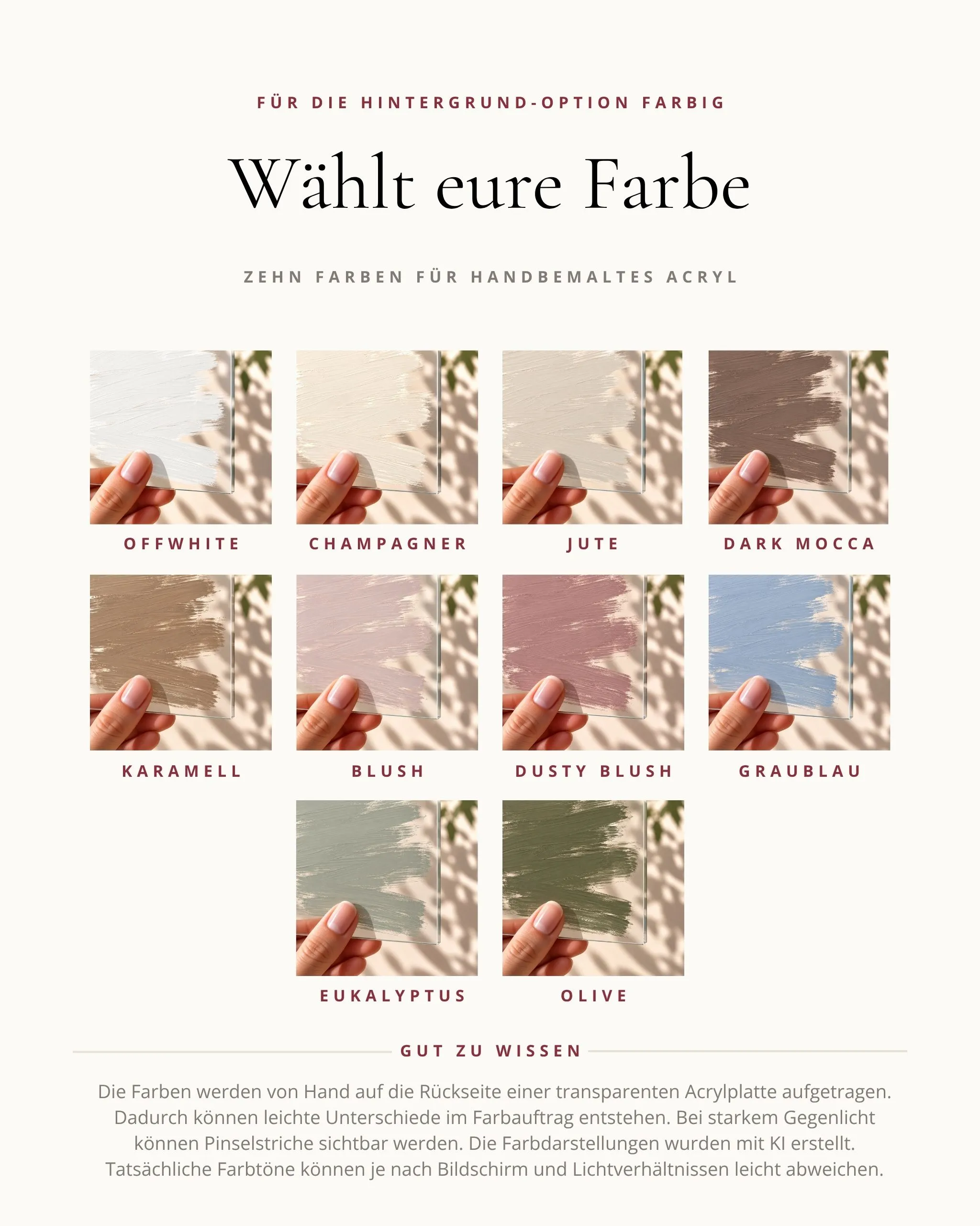 Farbauswahl für farbiges Acryl Harmony