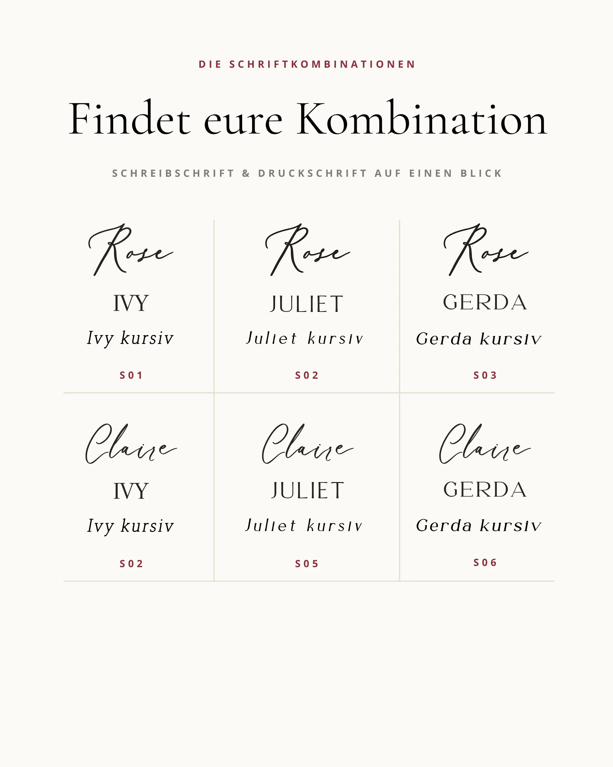 Schriftarten Harmony Kombinationen
