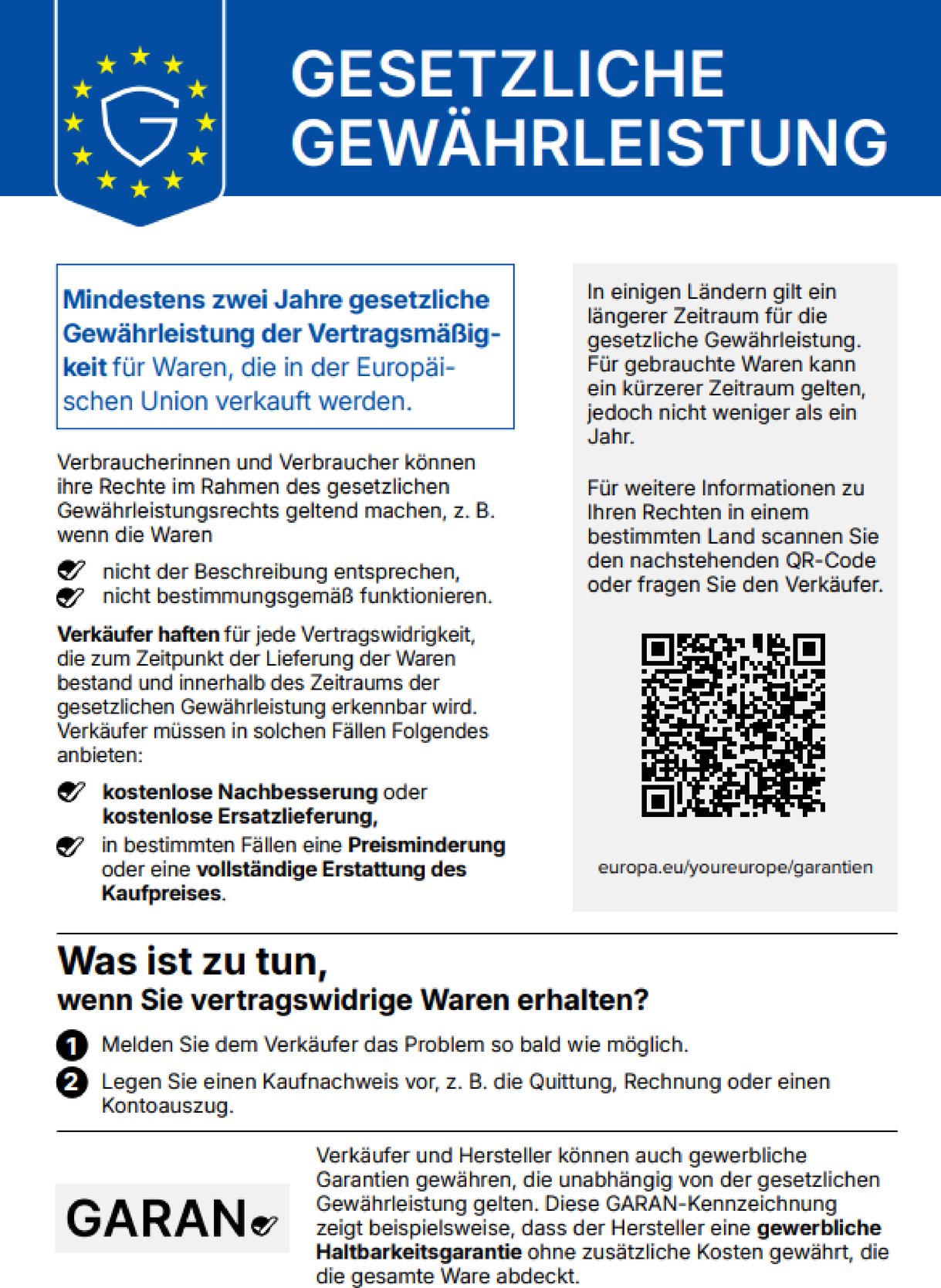EU-Mitteilung zur gesetzlichen Gewährleistung